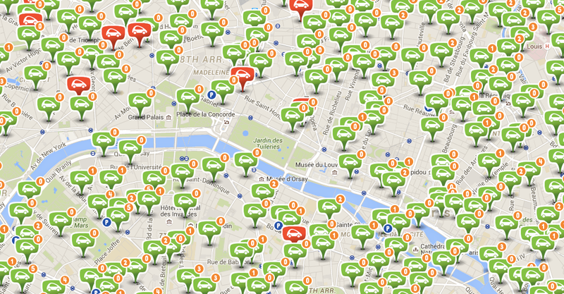 Paris is crawling with EV charging stations and parking spaces. Source: Autolib’